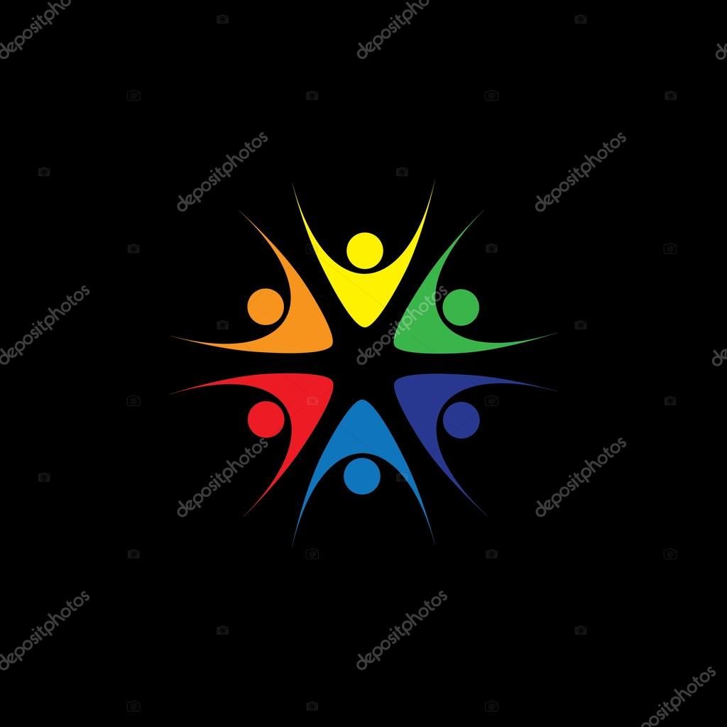 Enthusiastic, excited employees, executives people - concept vector graphic. This illustration also represents concepts like teamwork, team spirit, cooperation, alliance, bonding, engagement, interaction
