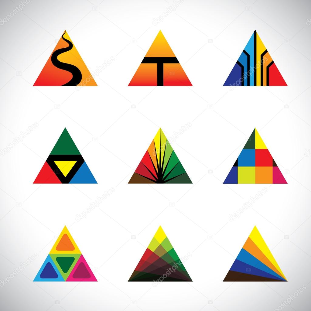 Trendy, stylish & colorful abstract circle icons collection set - vector graphic. The graphic also represents colorful design elements using lines, shapes like rectangles, squares