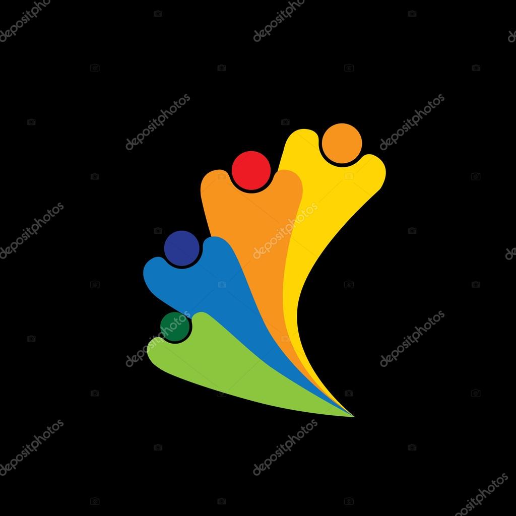 Family concept vector - family members bonding together. This colorful graphic can also represent icons of father, mother and children being together, happy, cheerful & supporting, bonding