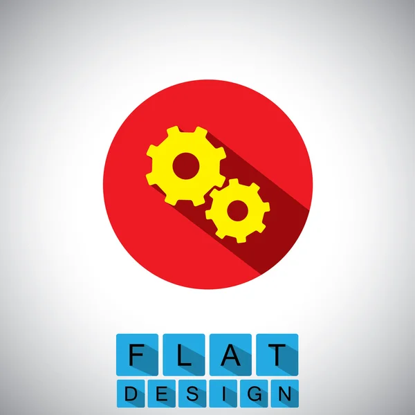 Flat design icon of gears or cog wheels - vector graphic — Stock Vector