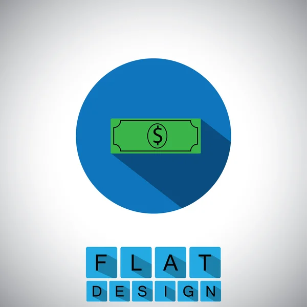 Ícone de design plano de nota de dólar ou greenback - gráfico vetorial — Vetor de Stock