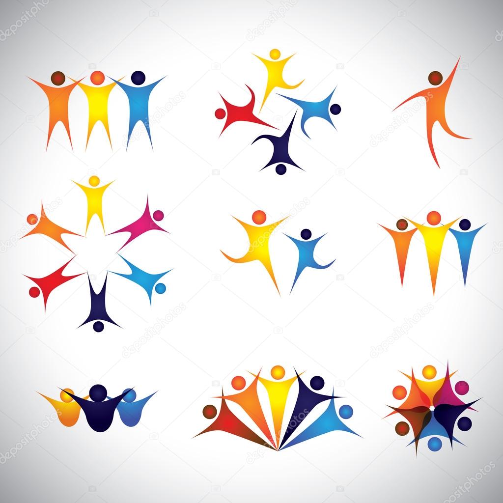 people, friends, children vector icons and design elements