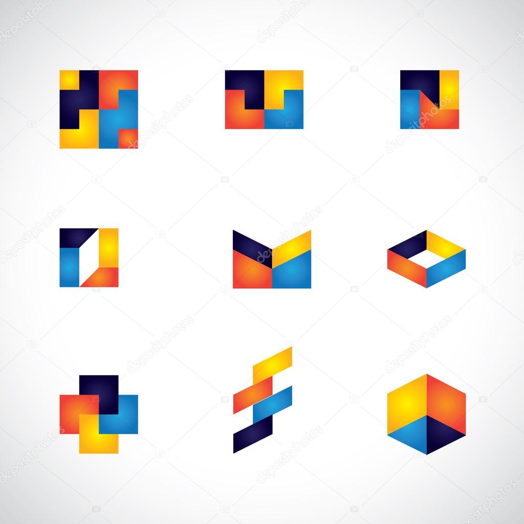 colorful abstract unusual shapes vector icons of design elements