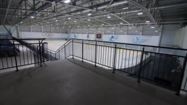 Empty ice arena for hockey teams training at sports complex
