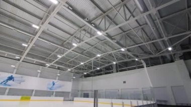 Empty skating rink for hockey teams competitions on stadium