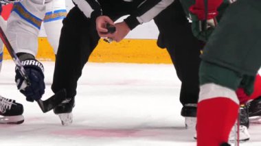 Hokey takımları puck için savaşır ve hakem oyunu kontrol eder