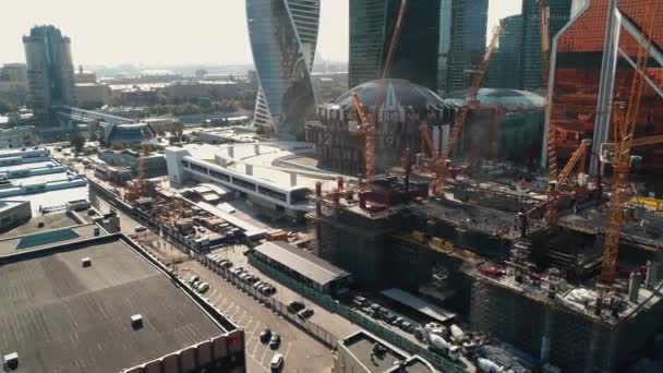 Moscú ciudad centro de negocios desarrollo y nuevo rascacielos — Vídeos de Stock