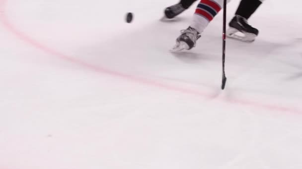 Hockey spelers vechten voor puck op arena tijdens de wedstrijd — Stockvideo