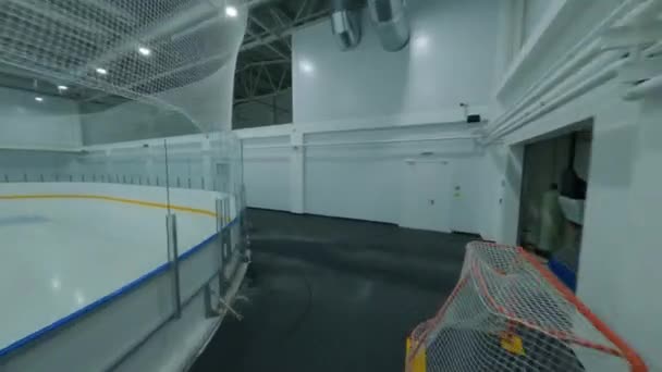 Pathway Ice Rink Brightly Illuminated Corridor Contemporary Sports Arena Children — Stock Video