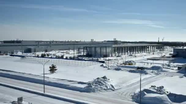 Timelapse Del Processo Costruzione Del Centro Commerciale Dall Inverno All — Video Stock