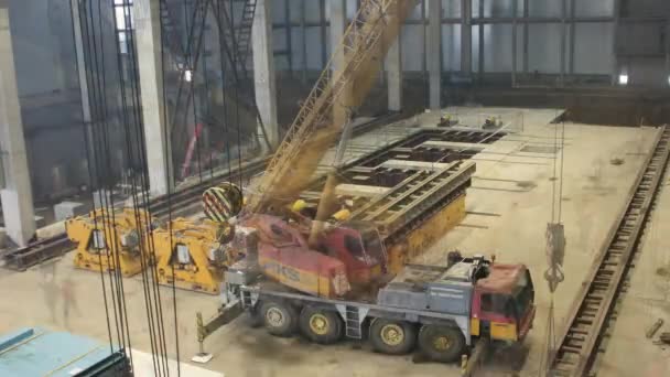 Timelapse Ground Preparation Production Line Assembling Factory Workshop Weeks Machinery — Stock Video