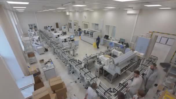 Timelapse Automated Production Line Assembling Light Plant Workshop Month Digitization — Stock Video