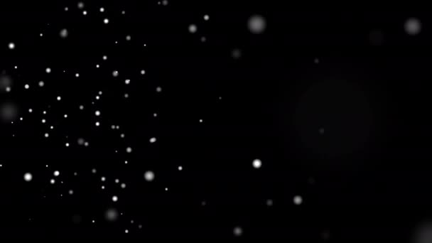 Los Copos Nieve Desenfocados Borrosos Giran Brillan Sobre Fondo Negro — Vídeos de Stock