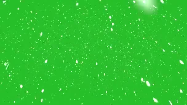 重雪在铬键的背景 雪花缓缓落下4K动画在绿屏上 — 图库视频影像