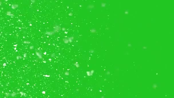 Flocos Neve Fundo Chroma Key Neve Caindo Lentamente Animação Tela — Vídeo de Stock