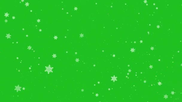 Copos Nieve Chroma Fondo Clave Nieve Cayendo Lentamente Animación Pantalla — Vídeo de stock