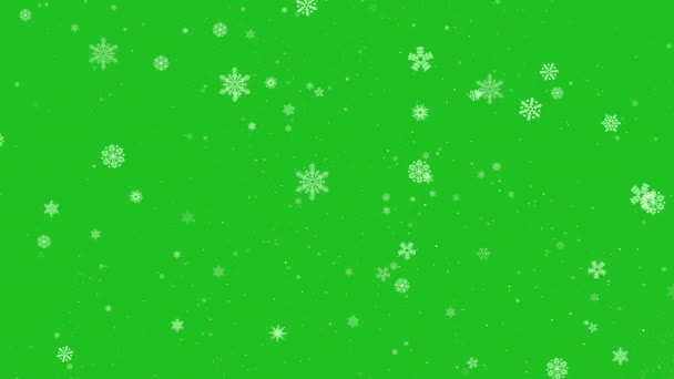 Flocons Neige Sur Fond Chroma Key Neige Tombant Lentement Animation — Video