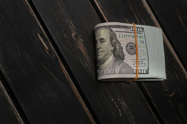 Χαρτονόμισμα Δολαρίου Ξύλινο Φόντο Χώρο Αντιγραφής Για Κείμενό Σας Χρήματα — Φωτογραφία Αρχείου
