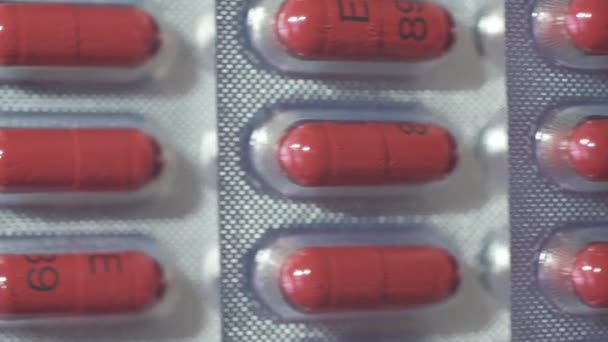 Tobolky Blistru Blistr Léky Tablety Prášky Zblízka Střílejte Selektivní Zaměření — Stock video