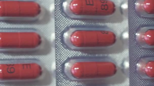 Capsules Blister Blister Medicine Tablets Pills Close Shooting Selective Focus — Stockvideo