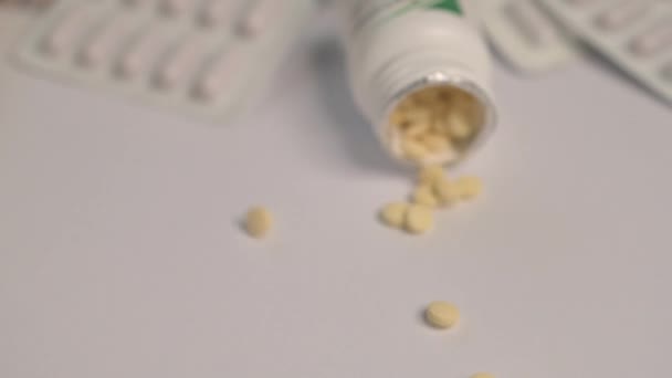 Wybiórcze Skupienie Kapsułki Blistrach Blistry Lekami Tabletki Tabletki Zamknij Się — Wideo stockowe