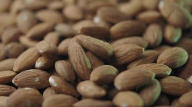 Kuru badem fındıklı Macro atışı. Mineral ve vitamin açısından zengin vejetaryen yemekleri. Seçici odak