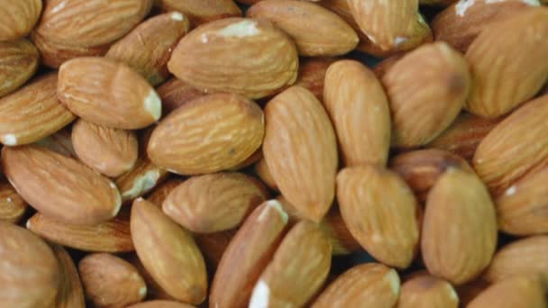 Macro Shooting Dry Almond Nuts Vegetarian Food Rich Minerals Vitamins — Stock Video