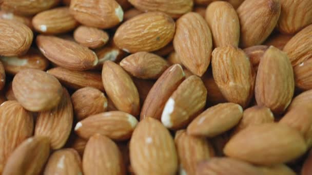 Макросъемка Сухого Миндаля Nuts Vegetarian Пищи Богатой Минералами Витаминами Селективный — стоковое видео