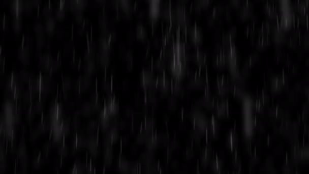 Rain Drops Falling Raindrops Black Background Seamless Looping Animation Alpha — Stock Video