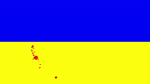 Ukrainische Flagge Mit Vergossenem Blut — Stockvideo