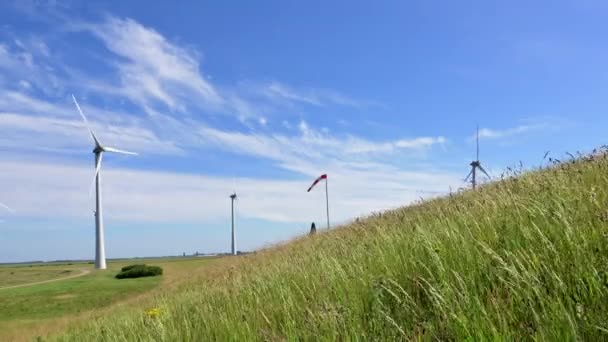 Vindkraftverk Som Genererar Ren Förnybar Energi — Stockvideo