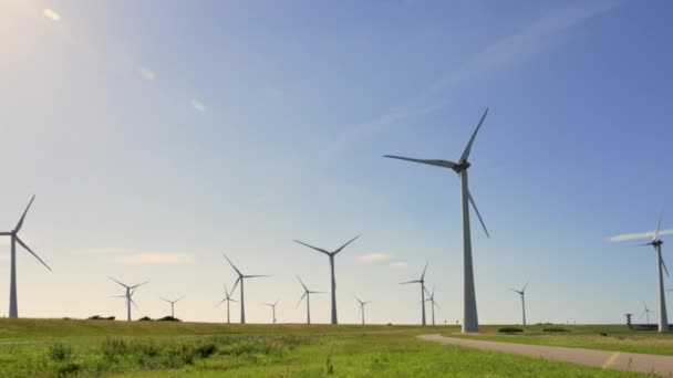 Wind Power Turbines Generating Clean Renewable Energy Slow Motion — Stok video