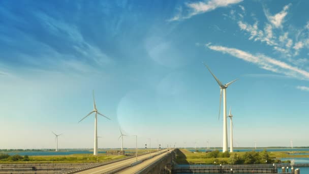 Vindkraftverk Som Genererar Ren Förnybar Energi Begreppet Grön Energi — Stockvideo