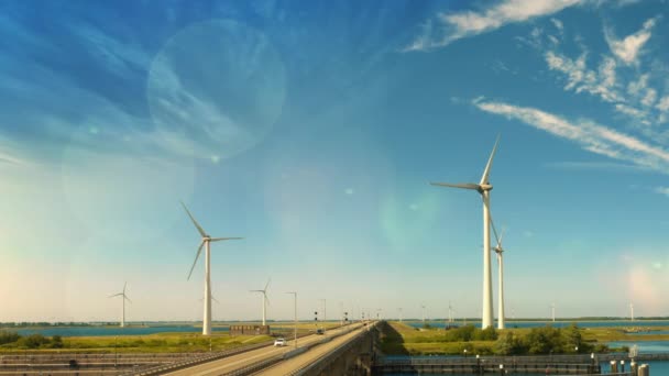 Windkraftanlagen Zur Erzeugung Sauberer Erneuerbarer Energien — Stockvideo