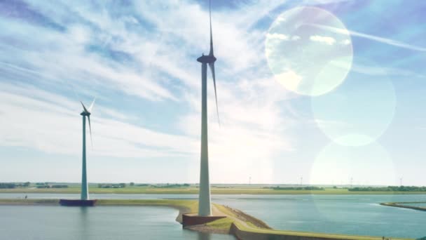 Windturbines Die Schone Hernieuwbare Energie Opwekken Concept Groene Energie — Stockvideo