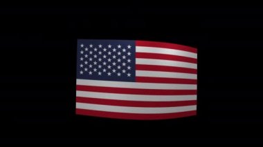 National Flag of Unated State. 3d Animation with alpha channel. 4K.