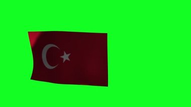 National Flag of Turkey on Green Screen. 3d Animation. 4K
