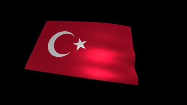 National Flag Turkey Alpha Channel Animation — Stok video
