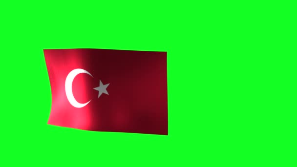 Національний Прапор Туреччини Зеленому Екрані Animation — стокове відео