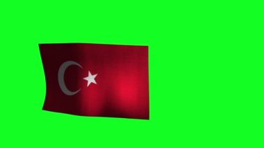 National Flag of Turkey on Green Screen. 3d Animation. 4K