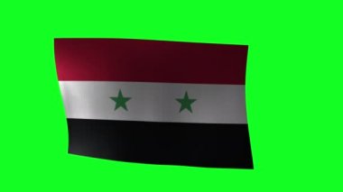 Waving Flag of Syria on Green Screen. 3d Animation. 4K.