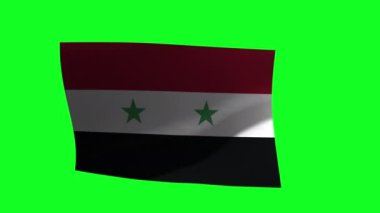 Waving Flag of Syria on Green Screen. 3d Animation. 4K.