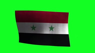 Waving Flag of Syria on Green Screen. 3d Animation. 4K.