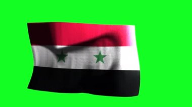 Waving Flag of Syria on Green Screen. 3d Animation. 4K.