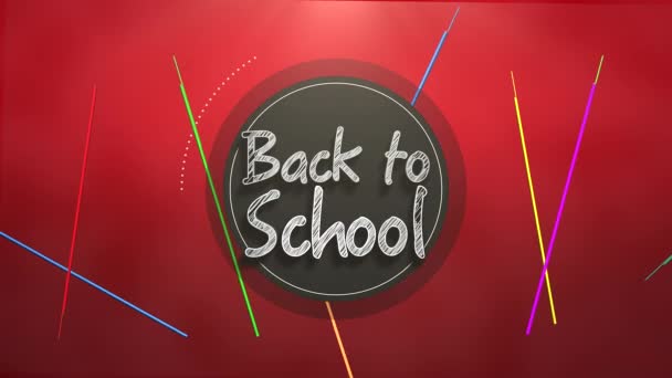 Animated School Supplies Text Back School Animation Alpha Channel — Vídeo de Stock