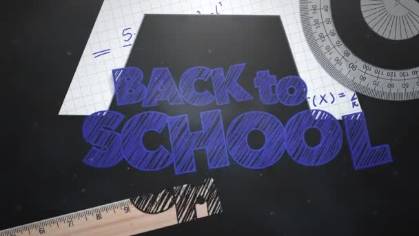 Animated School Supplies Text Back School — Wideo stockowe