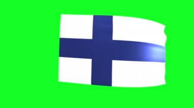 The national flag of Finland on green screen. 3D animation. 4K