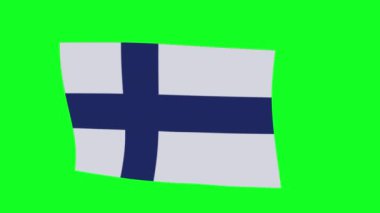 The national flag of Finland on green screen. 3D animation. 4K