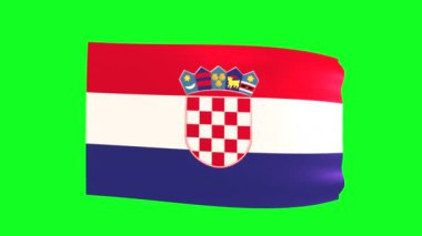  Waving flag of Croatia on green screen. 3D animation. 4K