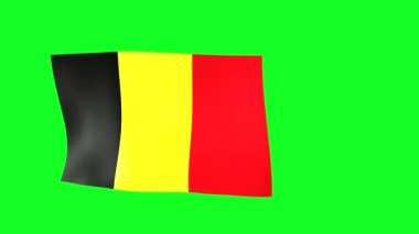 Waving flag of Belgium on green screen. 3D animation. 4K 